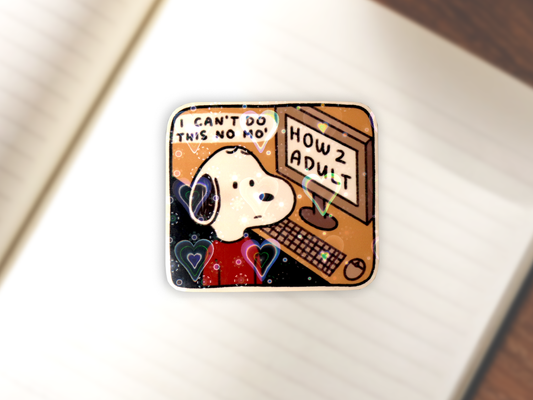 Snoopy "How 2 Adult" Sticker