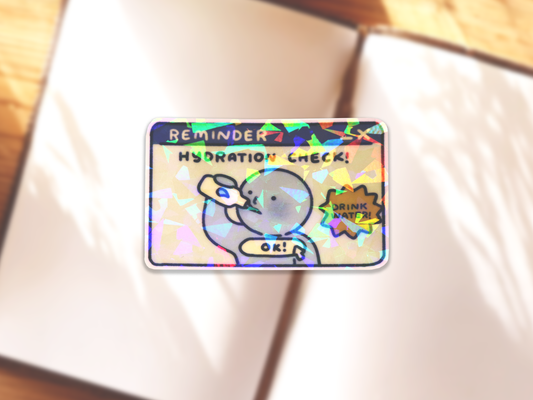 Glowing Blue Guy "Hydration Check" Sticker (Glow-in-the-dark)