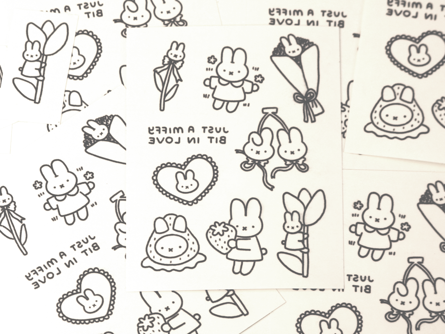Miffy Bit In Love Temporary Tattoo Sheet