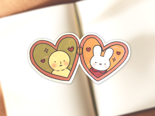 Glowing Green Guy and Bunny Heart Locket Sticker