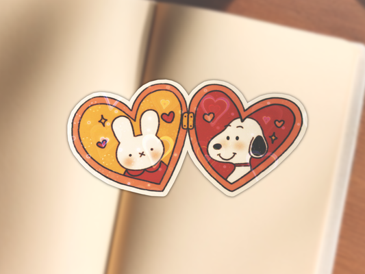 Miffy & Snoopy Heart Locket Sticker